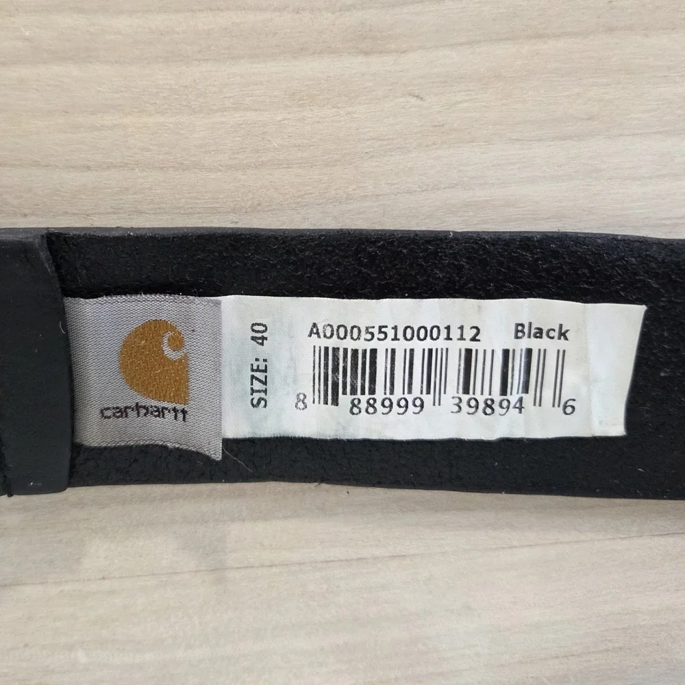 Carhartt Men's Anvil Belt Black Full Grain Bridle Leather Sz 40 Heavy Duty Work